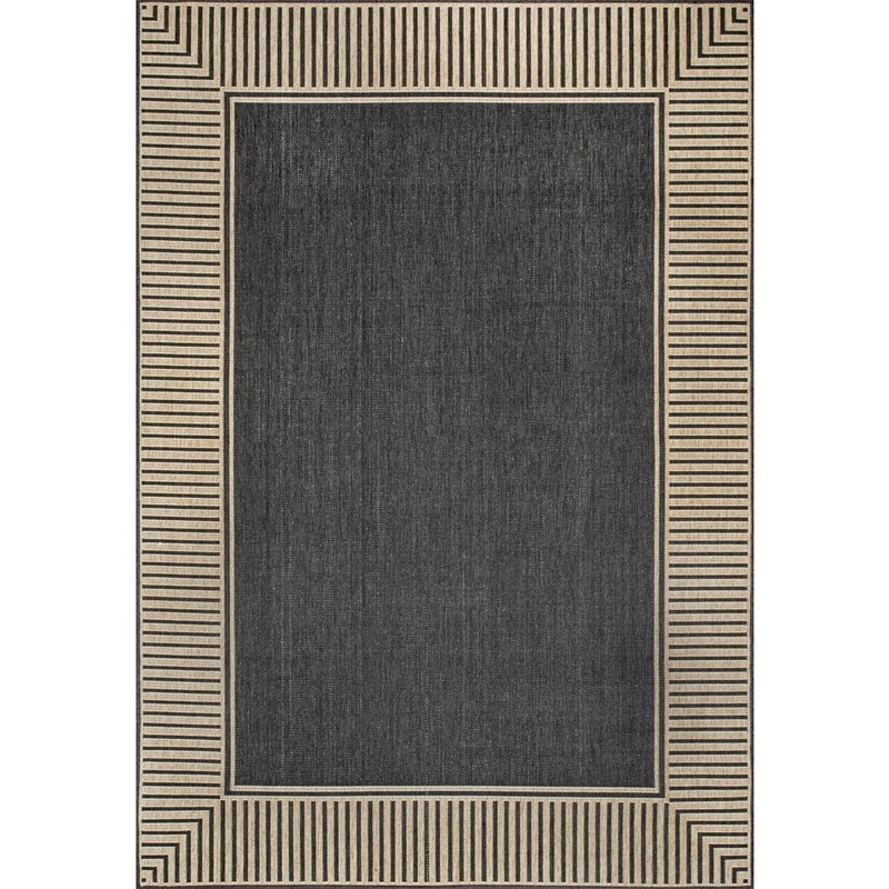 nuLOOM Asha Simple Border Dark Grey 9 ft. 6 in. x 12 ft. Indoor/Outdoor Patio Area Rug GBCB02A-96012