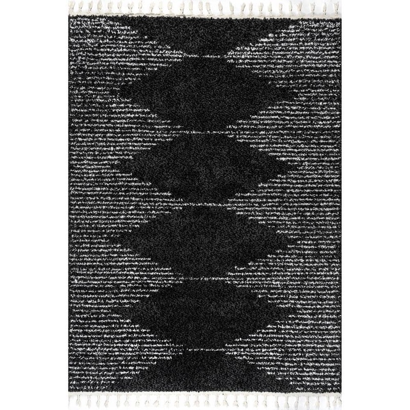 nuLOOM Bria Moroccan Diamond Tassel Black 8 ft. 10 in. x 12 ft. Indoor Area Rug GCDI09E-92012