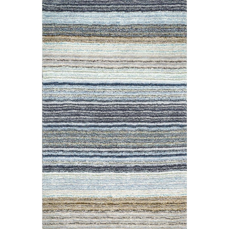nuLOOM Classie Striped Shag Teal 4 ft. x 6 ft. Area Rug HJZOM1J-406