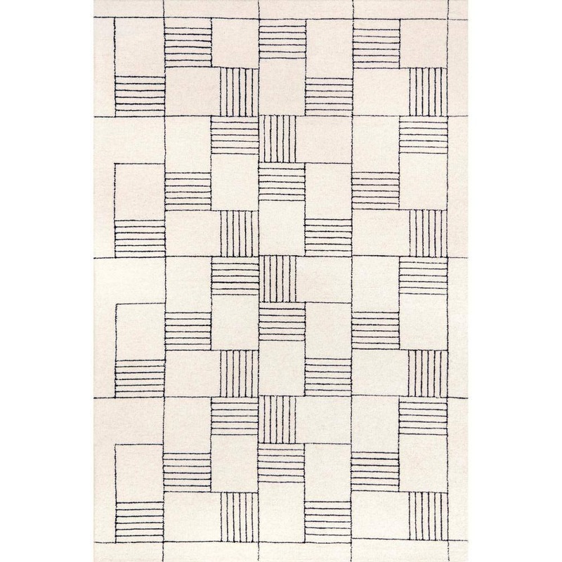 nuLOOM Danika Ivory 9 ft. x 12 ft. Abstract Checkered Wool Area Rug HFCD03A-9012