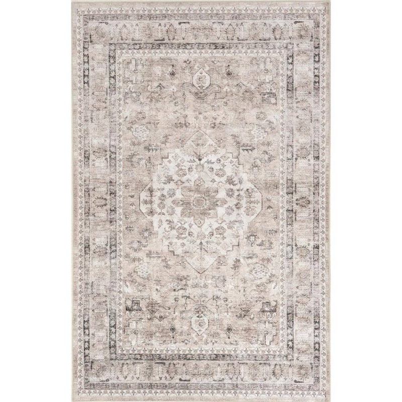 nuLOOM Davi Faded Spill-Proof Machine Washable Taupe Doormat 3 ft. x 5 ft. Accent Rug HJTH03A-305