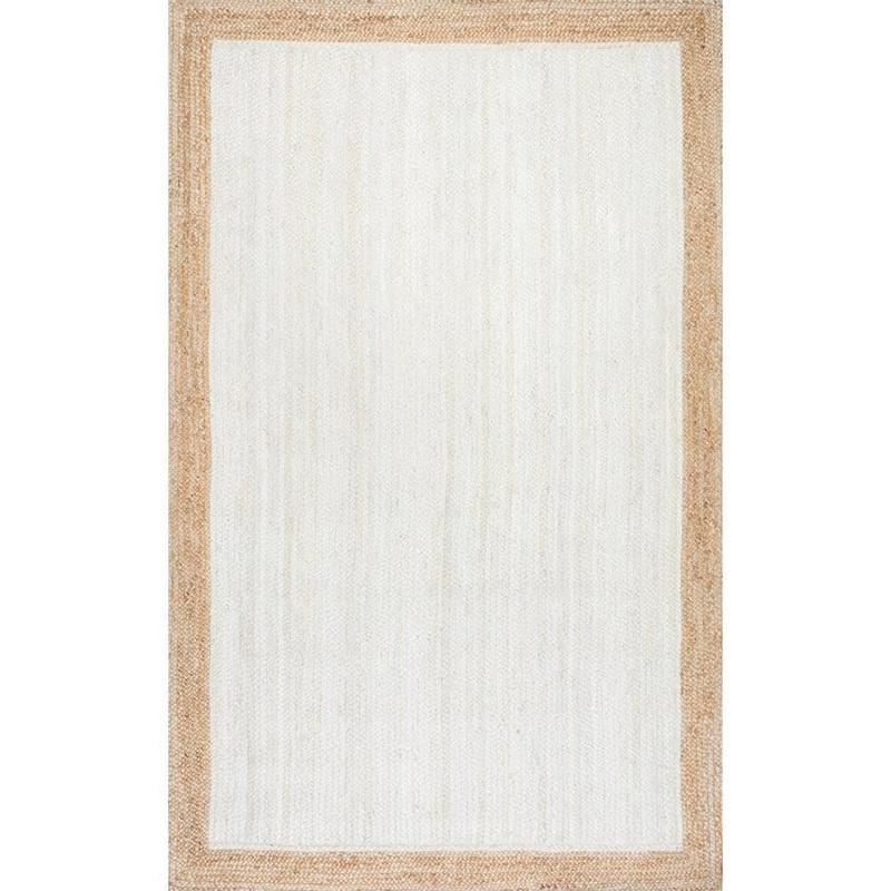 nuLOOM Elanora Farmhouse Bordered Jute White Doormat 3 ft. x 5 ft. Area Rug TAJT09D-305