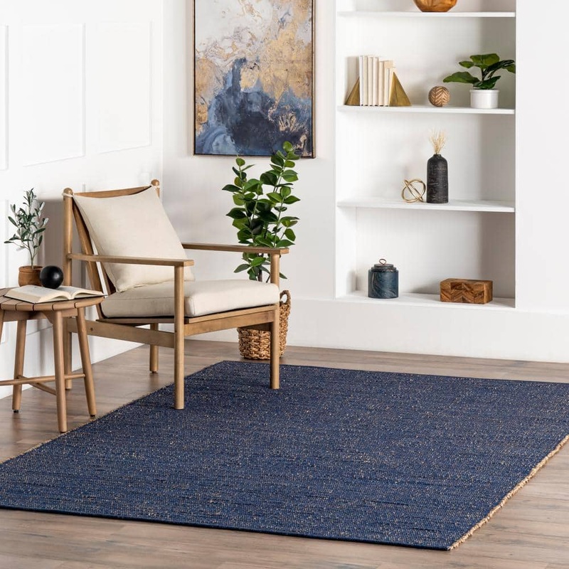 nuLOOM Elfriede Blue 4 ft. x 6 ft. Farmhouse Jute Blend Area Rug HMMT01D-406