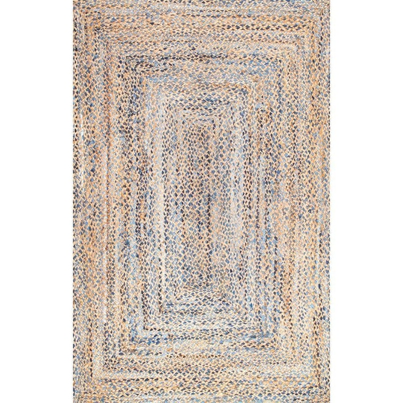nuLOOM Eliz Striped Farmhouse Jute Blue 5 ft. x 8 ft. Area Rug MGDR01A-508