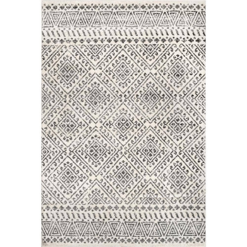 nuLOOM Gem Greek Diamond Trellis Off White Doormat 3 ft. x 5 ft. Area Rug ACGE03A-305