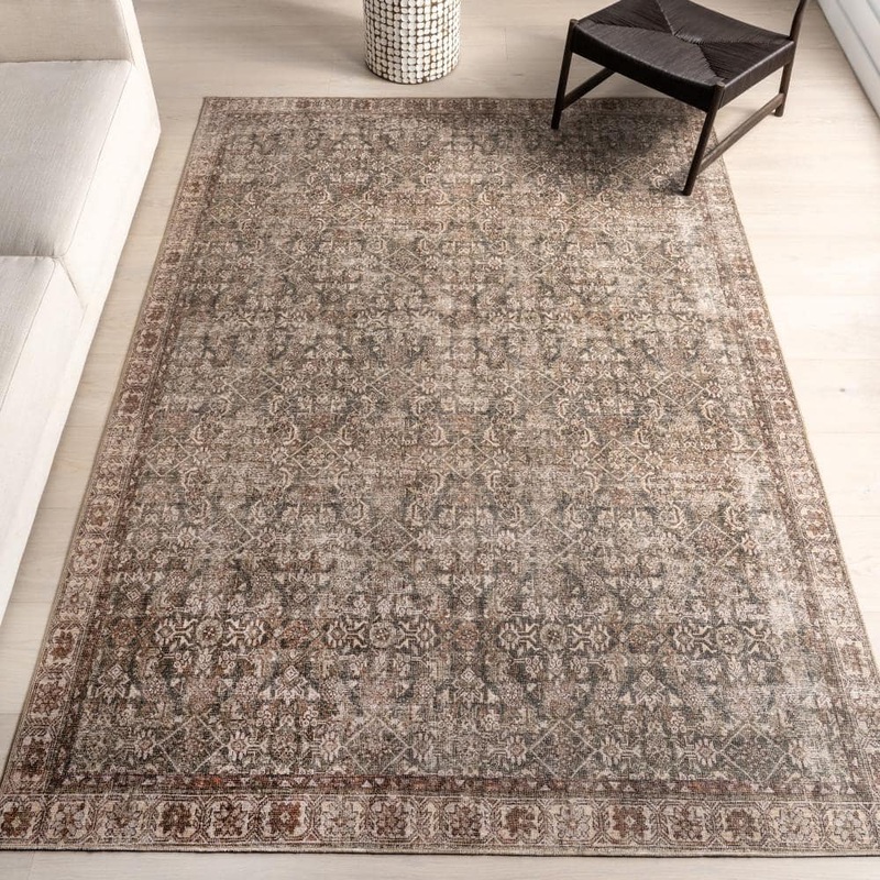 nuLOOM Hillstone Brown 7 ft. 10 in. x 10 ft. Traditional Vintage Medallion Area Rug LRHV02A-8010