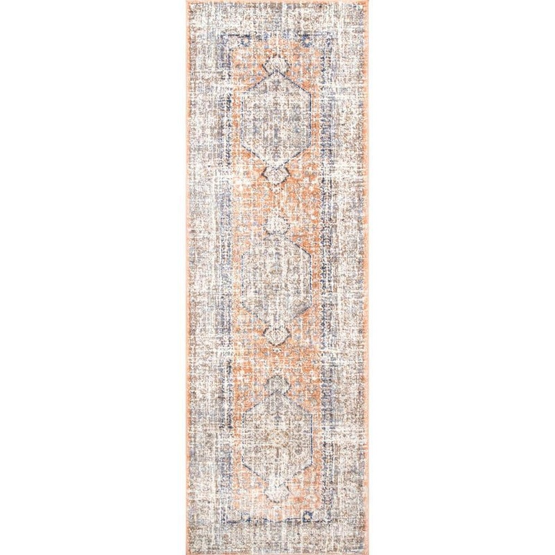 nuLOOM Jacquie Vintage Floral Peach 3 ft. x 6 ft. Runner Rug RZAB07A-2606