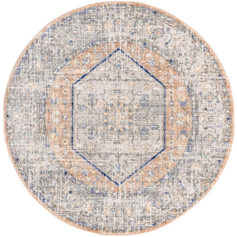 nuLOOM Jacquie Vintage Floral Peach 4 ft. Round Rug RZAB07A-R404