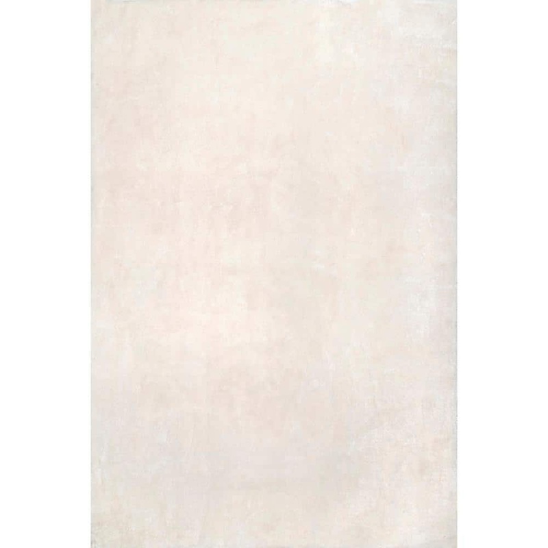 nuLOOM Loni Machine Washable White Doormat 2 ft. x 3 ft. Solid Shag Area Rug BIVD01A-203