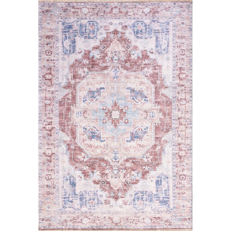 nuLOOM Madilyn Medallion Machine Washable Rust 3 ft. x 8 ft. Traditional Runner Rug LPME07A-2608