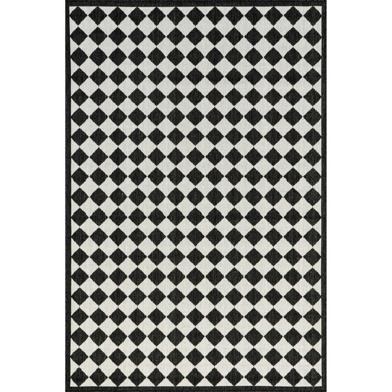 nuLOOM Myka Checkered Black And White 5 ft. x 8 ft. Indoor/Outdoor Area Rug BDRN04A-508