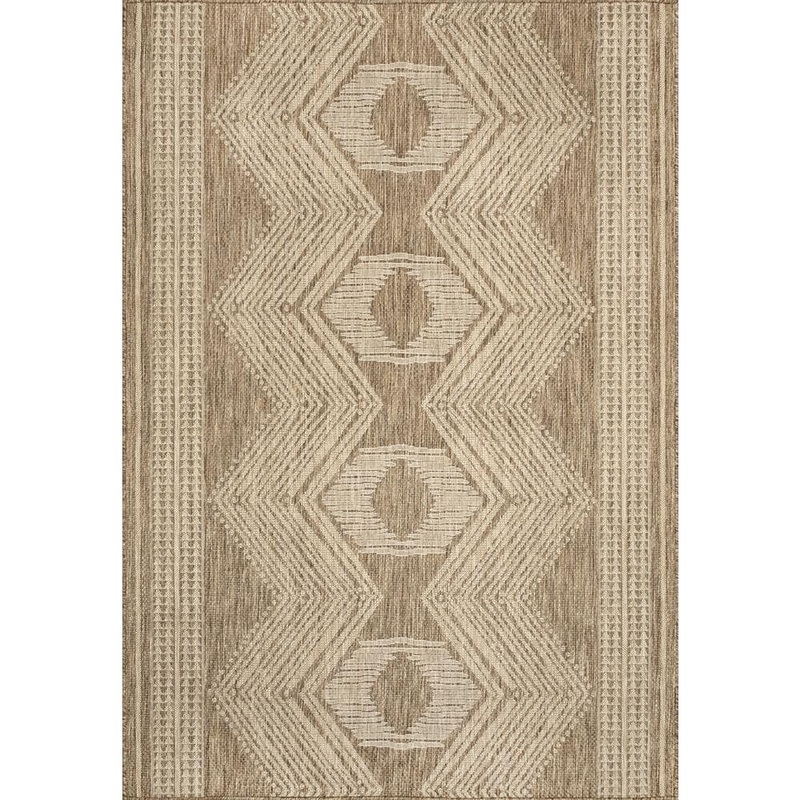 nuLOOM Ranya Tribal Light Brown 9 ft. 6 in. x 12 ft. Indoor/Outdoor Patio/Living Room/Bedroom/Dining Room Area Rug GBCB01A-96012