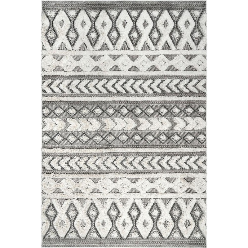 nuLOOM Rebecca High Low Textured Shaggy Gray 4 ft. x 6 ft. Area Rug OZTT01A-406