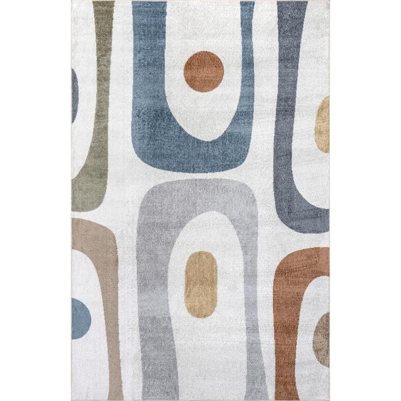 nuLOOM Renee Abstract Shapes Machine Washable Beige 4 ft. x 6 ft. Area Rug GRHN08A-406
