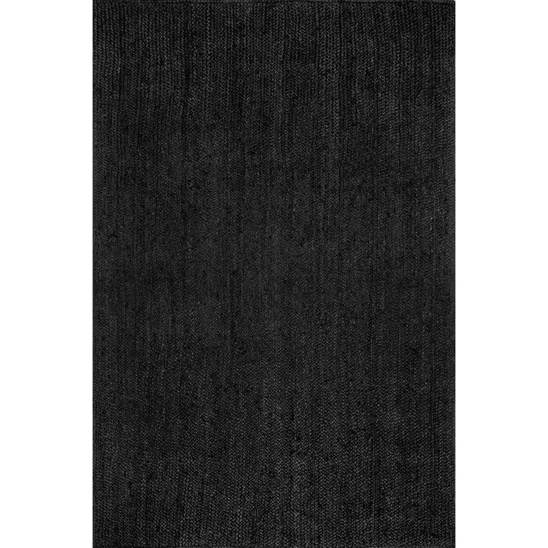 nuLOOM Rigo Chunky Loop Jute Black Doormat 3 ft. x 5 ft. Farmhouse Area Rug TAJT03C-305