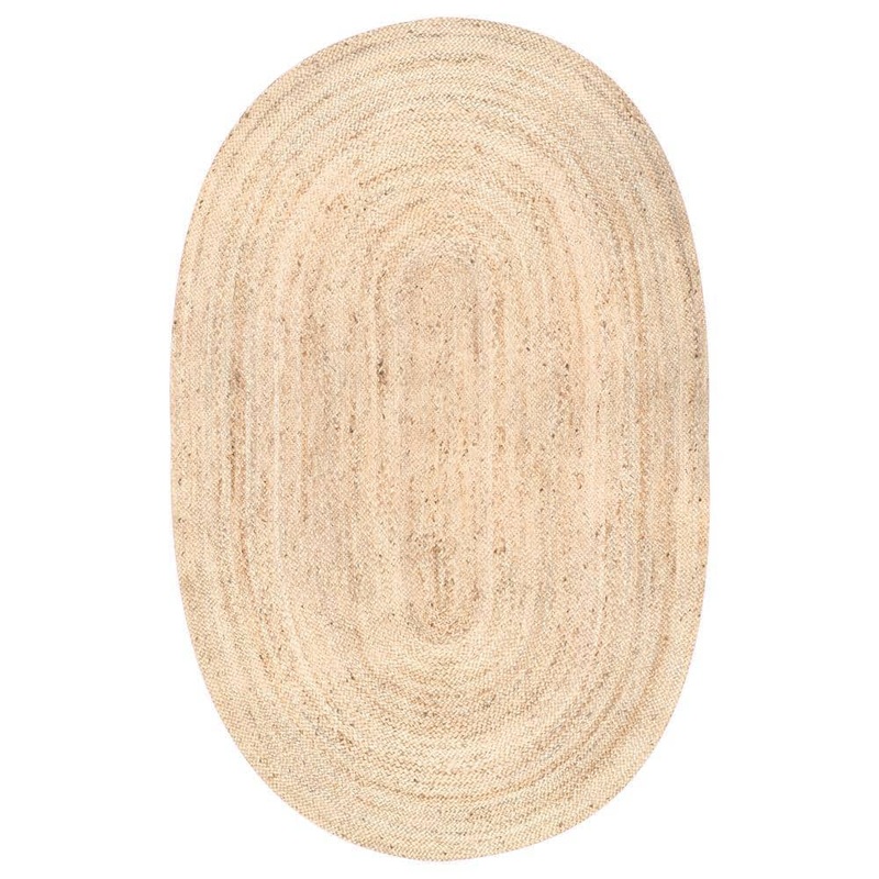 nuLOOM Rigo Chunky Loop Natural Jute Tan 6 ft. x 9 ft. Farmhouse Oval Rug TAJT03-609O