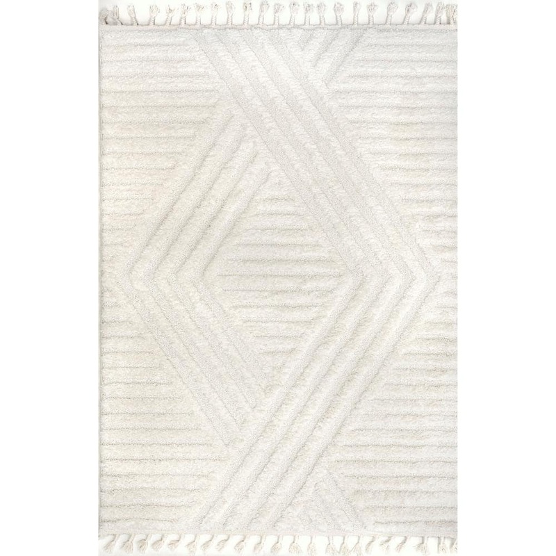 nuLOOM Risette Beige 5 ft. x 8 ft. Solid Shag Area Rug OZDN19A-508