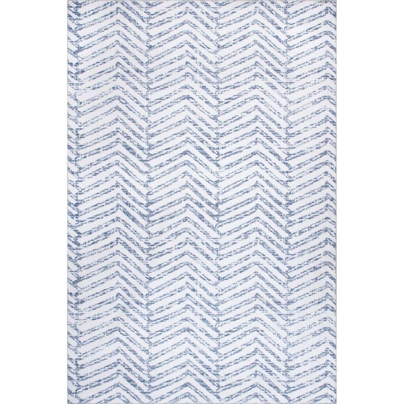 nuLOOM Rosanne Machine Washable Geometric Blue 8 ft. x 8 ft. Square Rug BIRV11A-S808