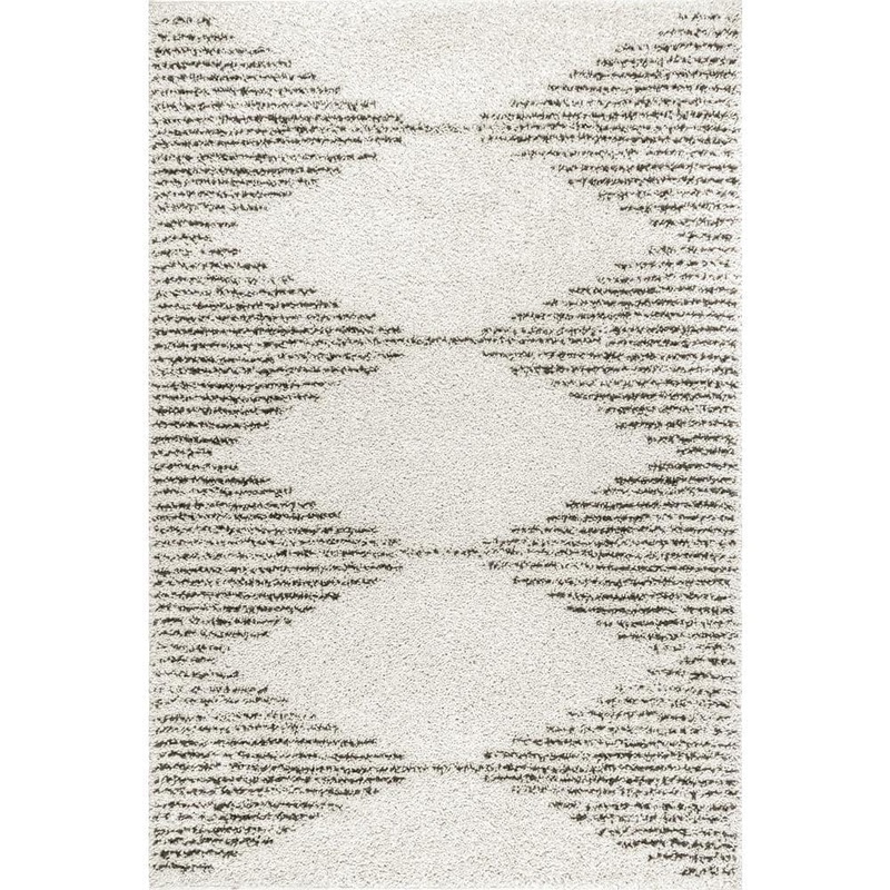 nuLOOM Scarlette Abstract Diamond Shag Off White 5 ft. 3 in. x 7 ft. 7 in. Area Rug GCDX09A-53077