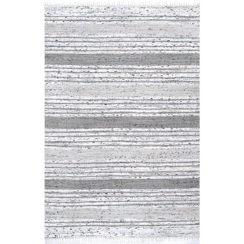 nuLOOM Seraphina Mottled Stipe Tassel Gray 6 ft. x 9 ft. Cotton Indoor Area Rug NERG02A-609