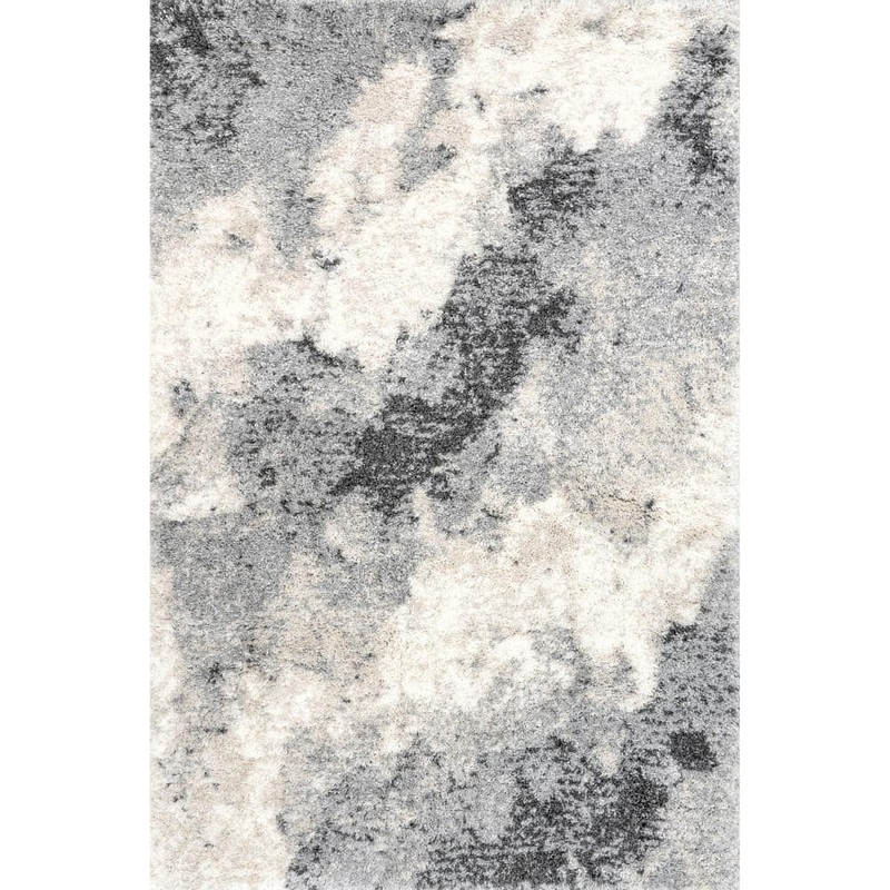 nuLOOM Sidonie Abstract Clouds Shag Light Gray 8 ft. x 10 ft. Area Rug OZBZ03A-8010