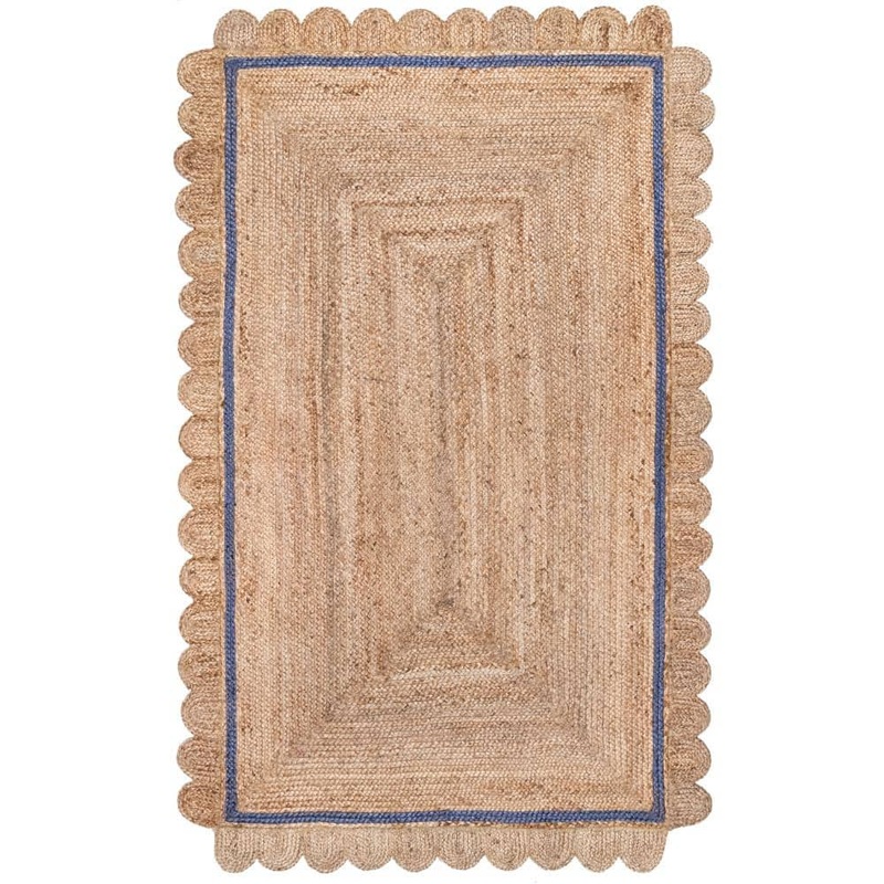 nuLOOM Tera Petals Braided Jute Blue 6 ft. x 9 ft. Farmhouse Area Rug SVNR01A-609