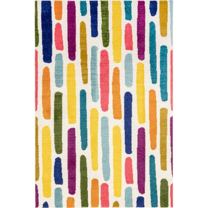 nuLOOM Thick Colorful Multicolor 5 ft. x 8 ft. Stripes Kids Area Rug ECCR34A-508