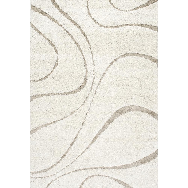 nuLOOM Carolyn Contemporary Curves Shag Cream Doormat 2 ft. x 3 ft.  Area Rug OZSG08A-203