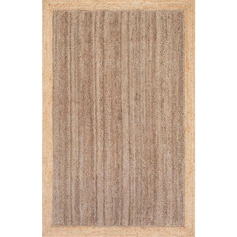 nuLOOM Elanora Farmhouse Bordered Jute Gray 4 ft. x 6 ft. Area Rug TAJT09E-406