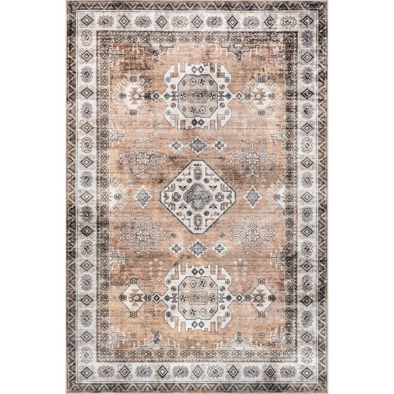 nuLOOM Evelina Traditional Spill-Proof Machine Washable Rust Doormat 3 ft. x 5 ft. Accent Rug BIJL04A-305