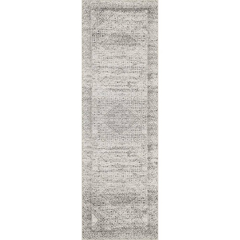 nuLOOM Hart Machine Washable Abstract Tribal Gray 3 ft. x 12 ft. Runner Rug BIRV12A-26012