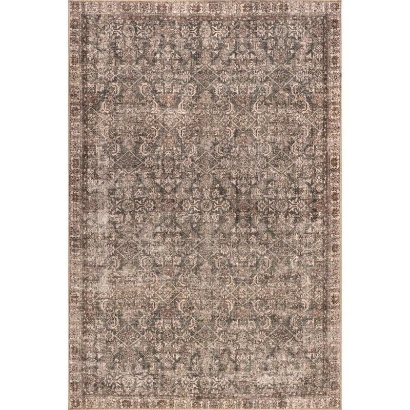 nuLOOM Hillstone Brown 6 ft. 7 in. x 9 ft. Traditional Vintage Medallion Area Rug LRHV02A-6709