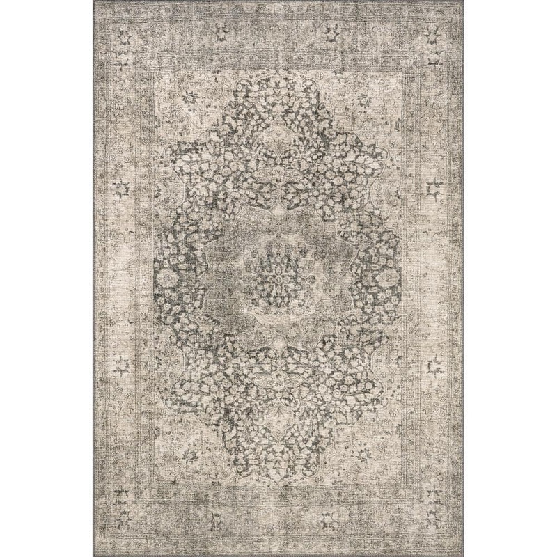 nuLOOM Hillstone Grey 5 ft. x 8 ft. Traditional Vintage Medallion Area Rug LRHV14A-508
