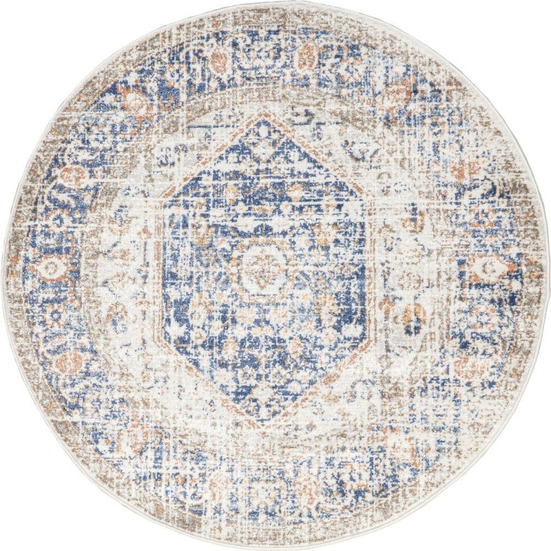 nuLOOM Jacquie Vintage Floral Blue 4 ft. x 4 ft. Accent Rug RZAB07B-R404