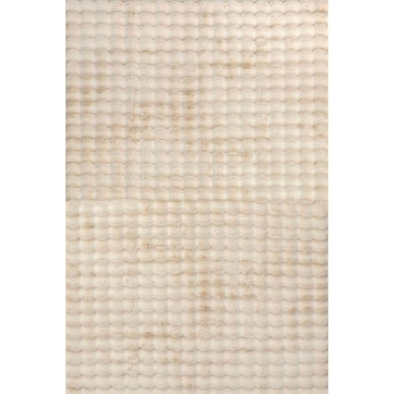 nuLOOM Jeni Solid Faux Rabbit Machine Washable Beige 7 ft. 6 in. x 9 ft. 6 in. Area Rug HJWR02E-76096