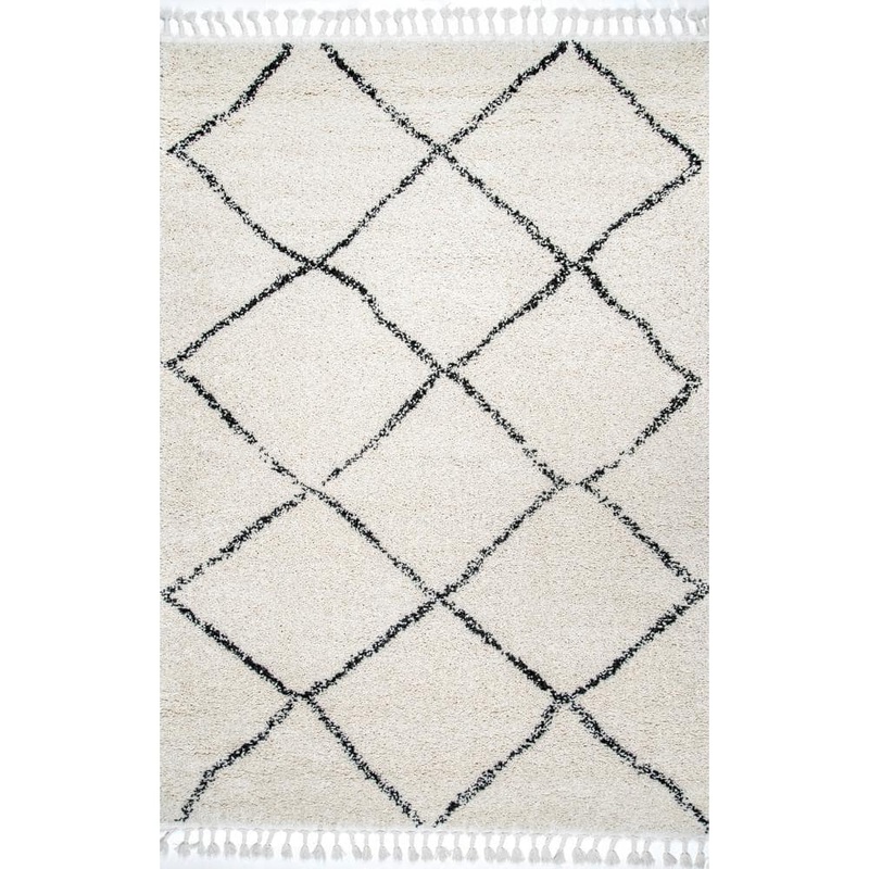 nuLOOM Jessie Moroccan Lattice Shag Off-White 10 ft. x 14 ft. Area Rug GCDI08A-10014