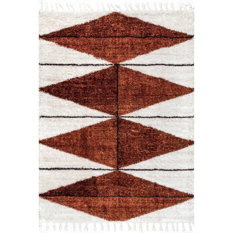 nuLOOM Kali Shaggy Diamond Tassel Rust 7 ft. x 9 ft. Area Rug OZFG10A-6709