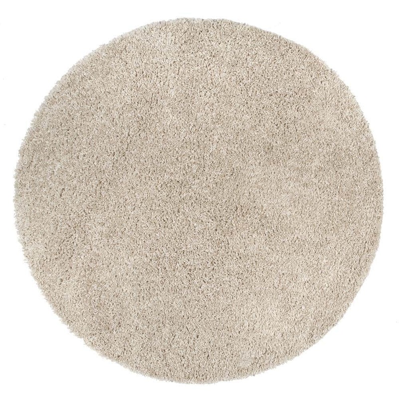 nuLOOM Kara Solid Shag Beige 6 ft. x 6 ft. Indoor Round Area Rug KKBX01D-R606