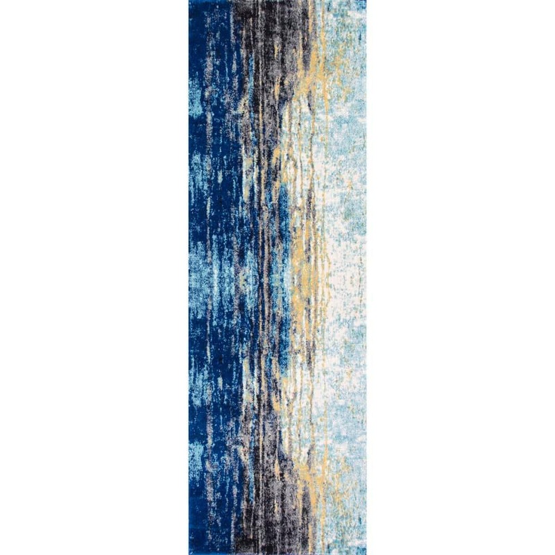 nuLOOM Katharina Modern Abstract Blue 3 ft. x 14 ft. Runner Rug RZBD04A-26014