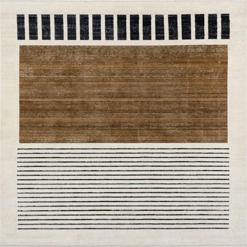 nuLOOM Keeva Modern Striped Fringe Beige 8 ft. x 10 ft. Living Room/Bedroom/Dining Room Area Rug BDSN35A-80106