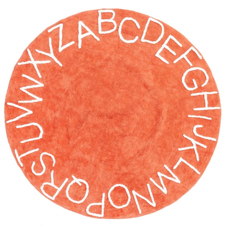 nuLOOM Kids Washable Round Alphabet Rug Orange 4 ft. x 4 ft. Accent Rug SVDC01M-R404