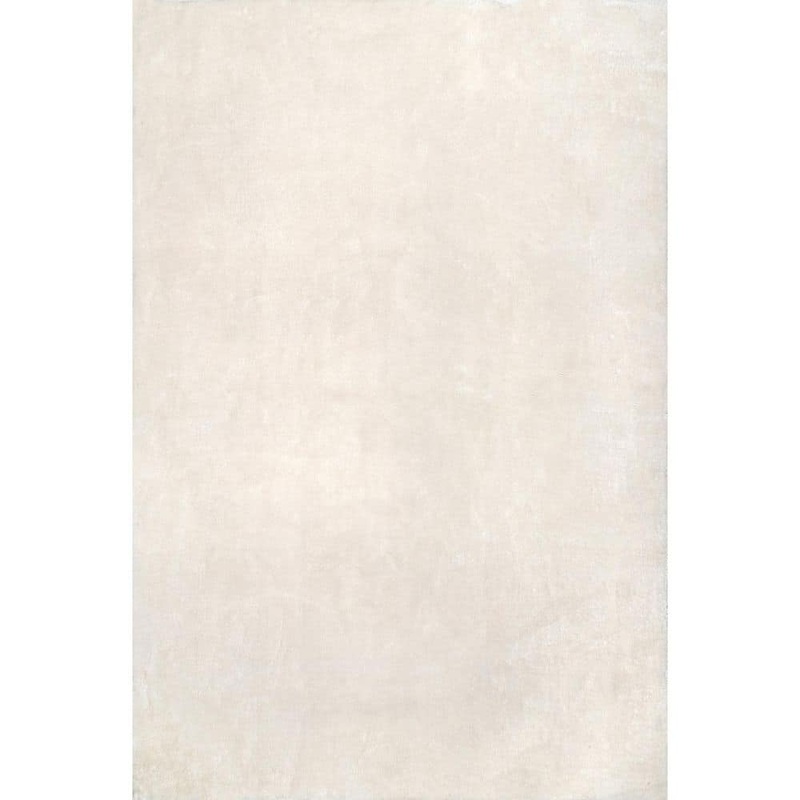 nuLOOM Loni Solid Machine Washable Shag White 6 ft. x 9 ft. Area Rug BIVD01A-609