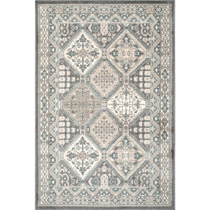 nuLOOM Vintage Tile Becca Charcoal Doormat 3 ft. x 5 ft. Area Rug OWMN04D-305