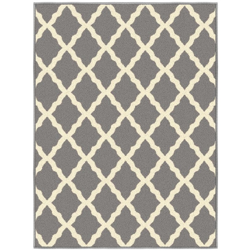 Ottomanson Glamour Collection Non-Slip Rubberback Moroccan Trellis Design 2×3 Indoor Entryway Mat, 2 ft. 3 in. x 3 ft., Gray PNK7023-2X3