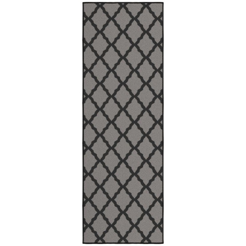 Ottomanson Glamour Collection Non-Slip Rubberback Moroccan Trellis Design 2×5 Indoor Runner Rug,1 ft. 8 in. x4 ft. 11 in.,Dark Gray PNK7028-20X59