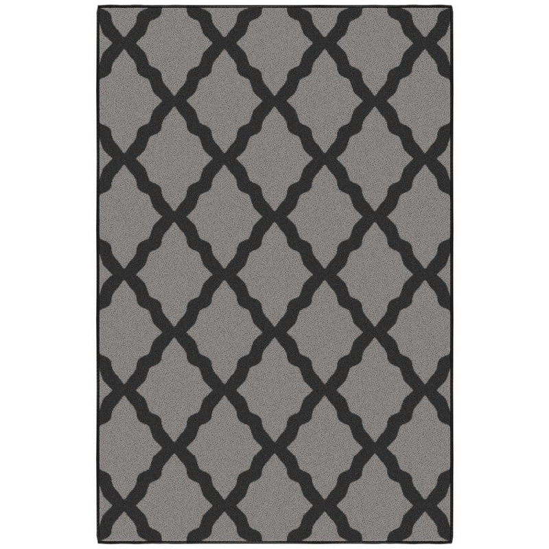 Ottomanson Glamour Collection Non-Slip Rubberback Moroccan Trellis Design 3×5 Indoor Area Rug, 3 ft. 3 in. x 5 ft., Dark Gray PNK7028-3X5