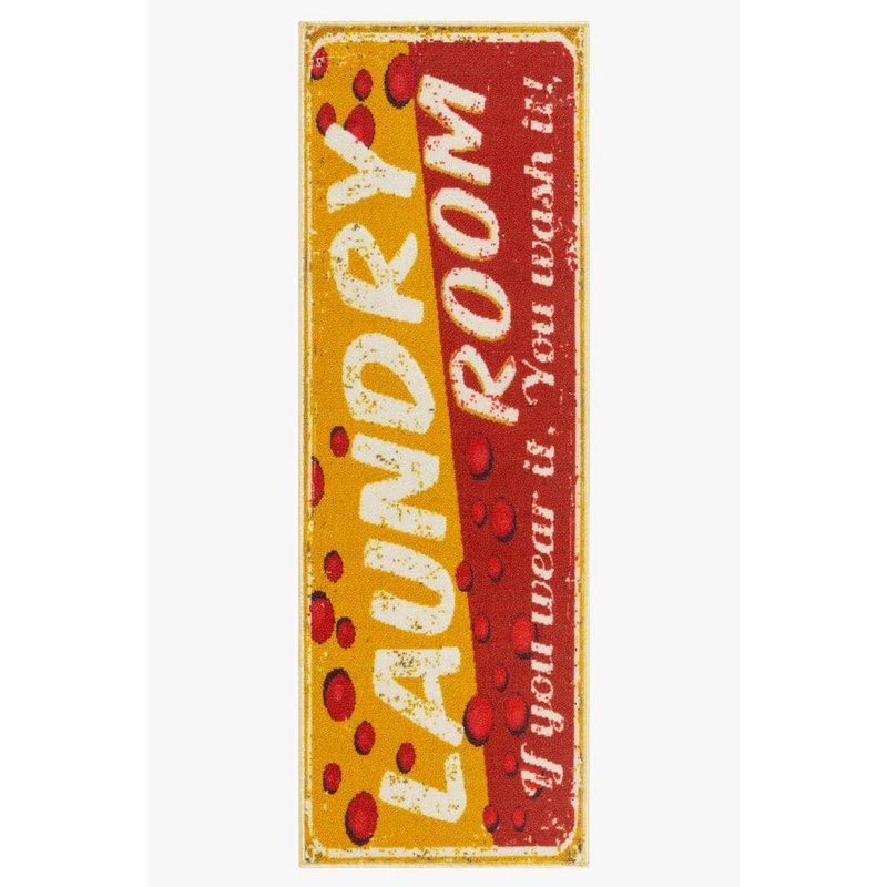 Ottomanson Laundry Collection Non-Slip Rubberback Bubbles 2×5 Laundry Room Runner Rug, 20 in. x 59 in., Red/Yellow LA4039-20X59