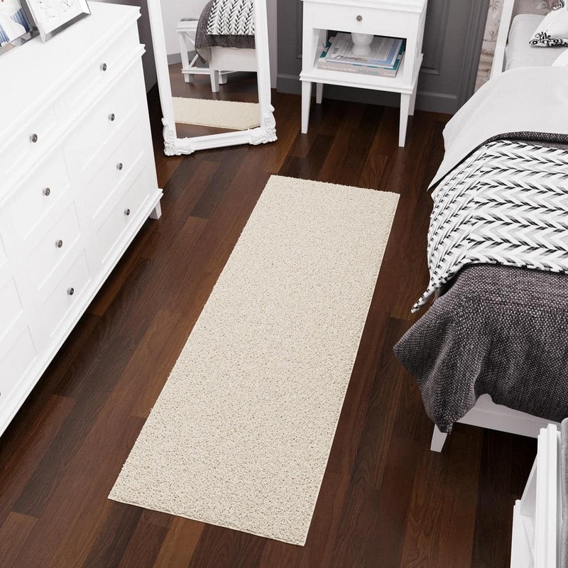 Ottomanson Mirage Collection Non-Slip Rubberback Solid Soft Cream 2 ft. x 6 ft. Indoor Runner Rug MG402-2X6