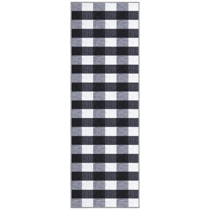 Ottomanson Ottohome Collection Non-Slip Checkered Buffalo Plaid 2×5 Indoor Runner Rug,1 ft. 8 in.x4 ft.11 in.,Grayscale OTH4013-20X59