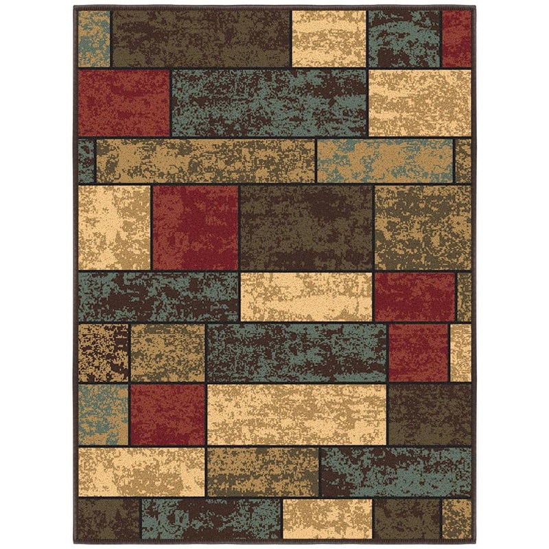 Ottomanson Ottohome Collection Non-Slip Rubberback Boxes Design 2×3 Indoor Entryway Mat, 2 ft. 3 in. x 3 ft., Multicolor OTH2309-2X3